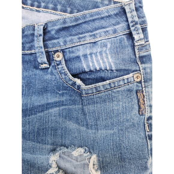 Silver jeans Aiko Women's 34x29 Blue Denim Distressed Holy Bootcut Med-Wash - Picture 5 of 10